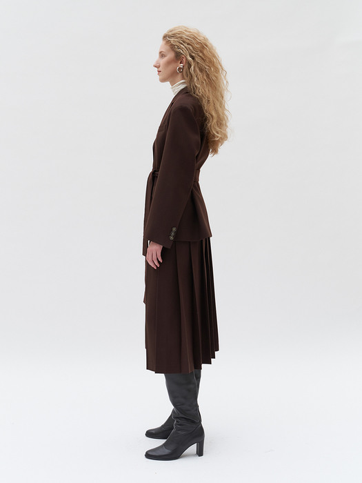 TTF WOOL PLEATED SKIRT BROWN