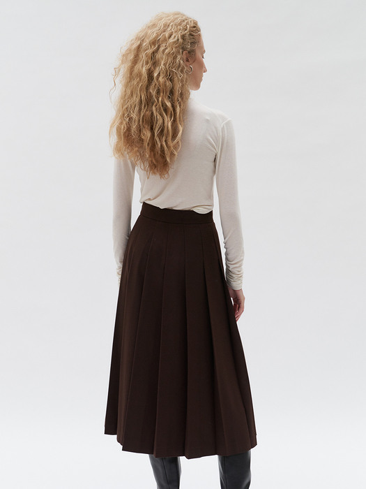 TTF WOOL PLEATED SKIRT BROWN