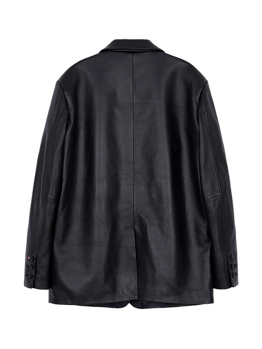 Leather Single Jacket in Black_VL0AJ2010