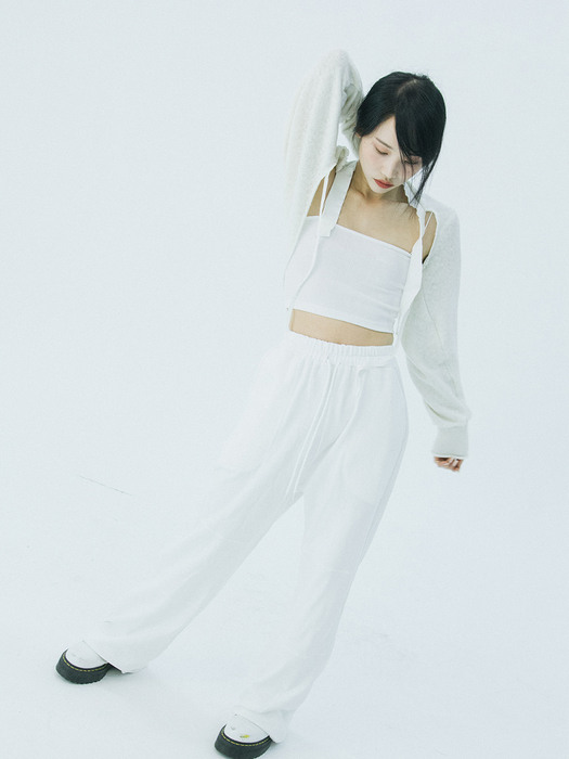 High-waist wide pants (white)