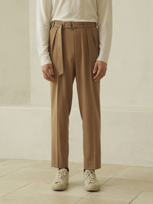 TWO TUCK BLETED PANT (Beige)