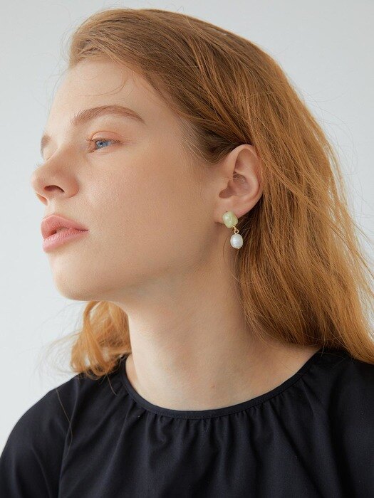 Ceramic Pearl `drop` earring(Lime)