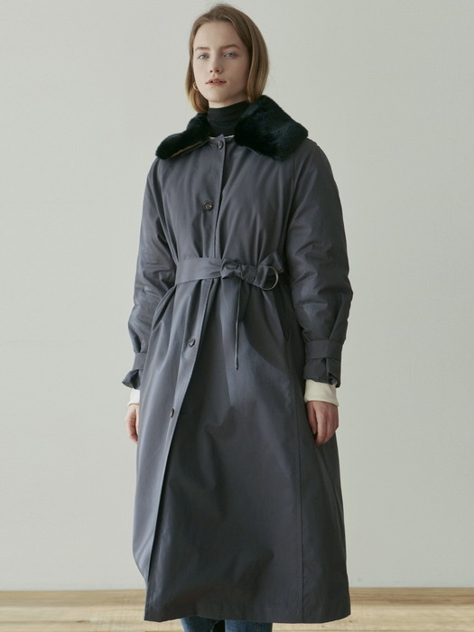 VOLUME FUR PADDING COAT_CHARCOAL