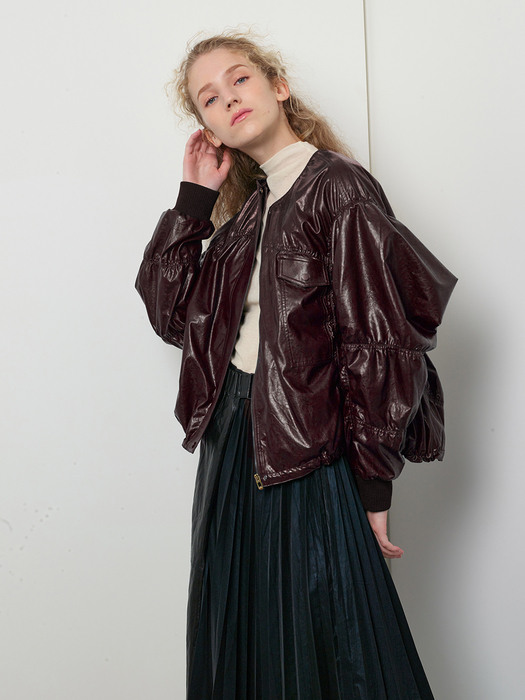 eco leather jumper (burgundy)