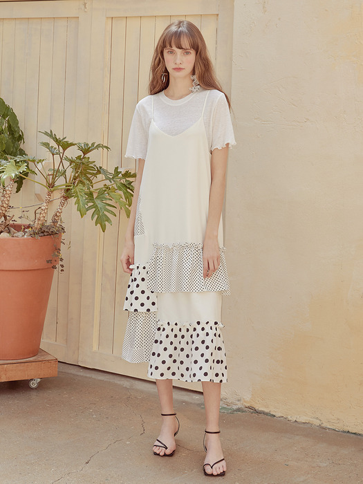 Slip Side Pattern Dress, Ivory