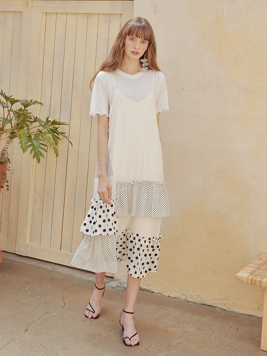 Slip Side Pattern Dress, Ivory