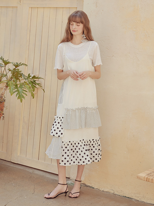 Slip Side Pattern Dress, Ivory