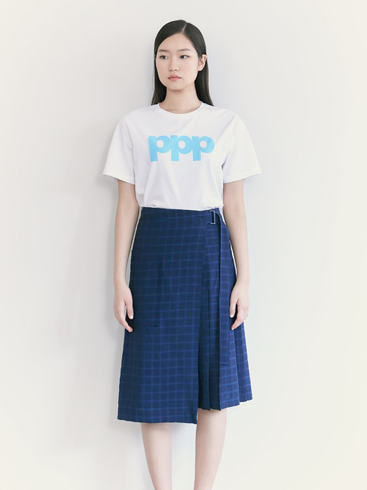 Big Pocket Pleats Wrap Skirt  Blue (KE1227M03P)