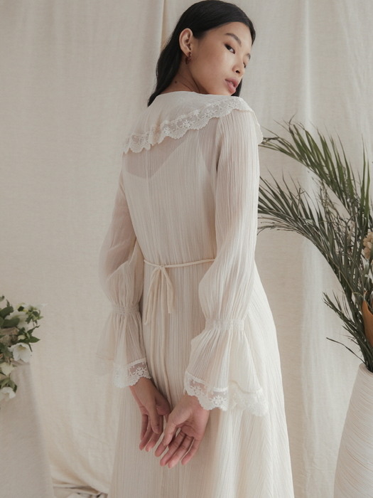 Soft Cotton Natural Wrinkled Lace Dress