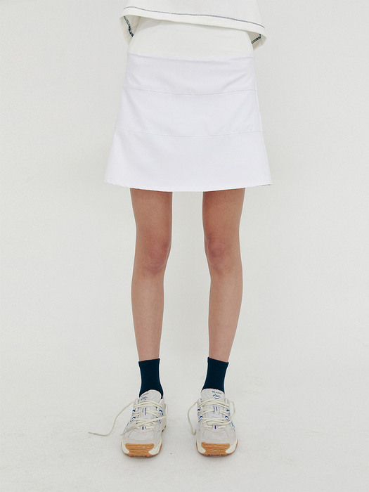 Block Pleated Skirt White
