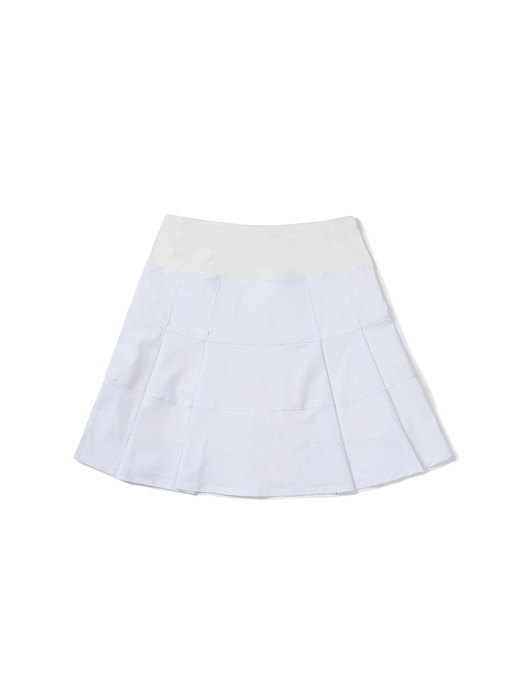 Block Pleated Skirt White