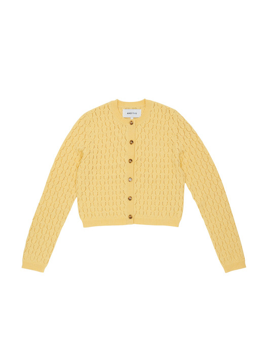 [N]NARCISSUS Croche crew neck cardigan (Butter)