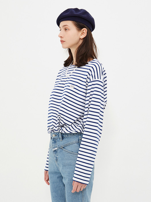 MARITHE BORDER L/S TEE blue