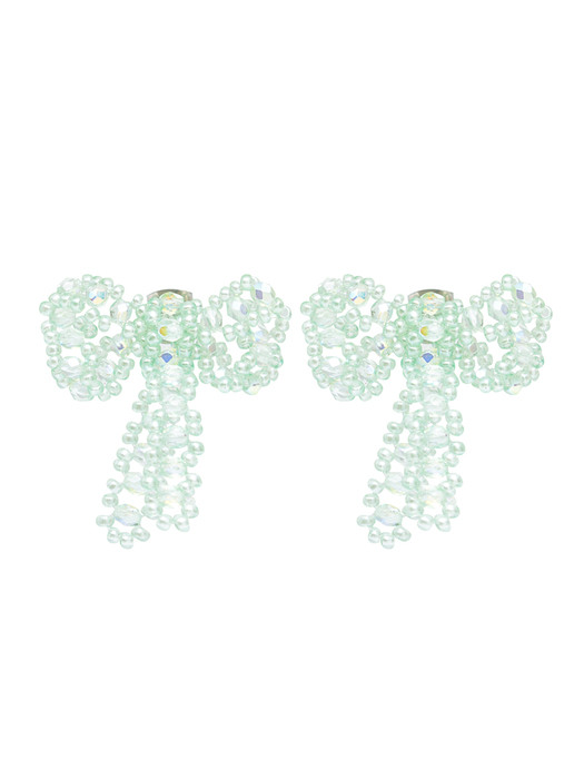 [단독]Soft Ribbon Beads Earrings (Twinkle Mint)