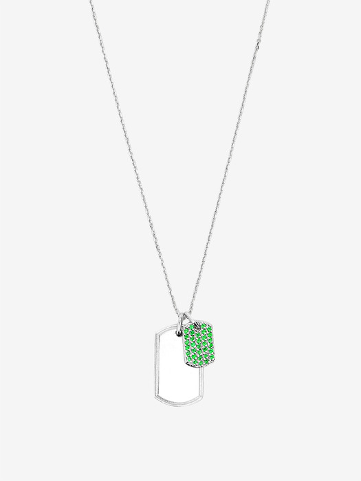 SHINE TAG NECKLACE SILVER GREEN
