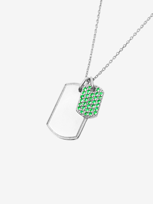 SHINE TAG NECKLACE SILVER GREEN