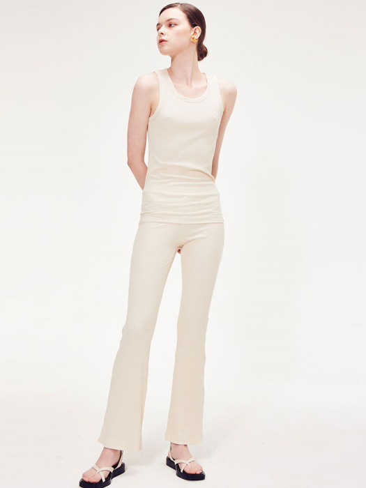 RIBBED COTTON MODAL BLEND TRACK PANTS_LIGHT BEIGE