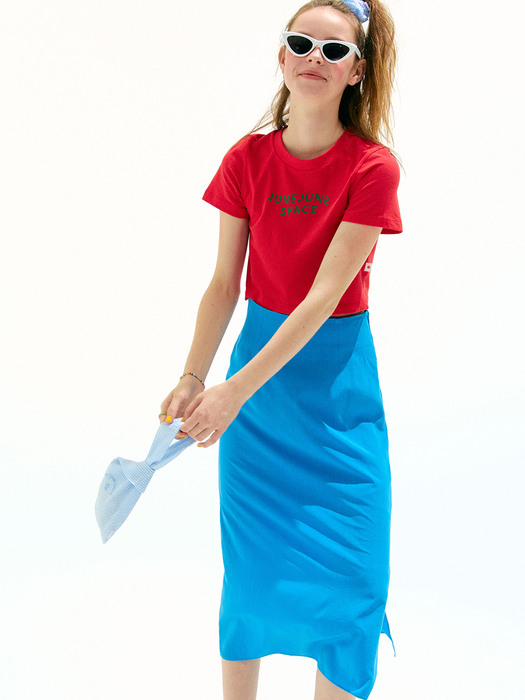 Side Slit Skirt_Blue
