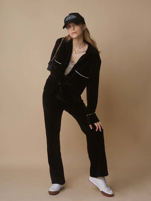 Citedecide Lounge Velvet Shirts-like Jacket_BLACK