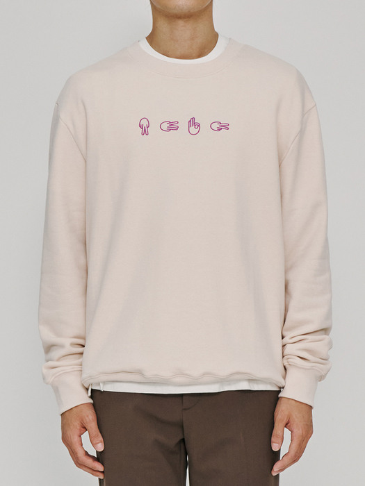 Sign Language Embroidery Sweatshirt Ivory