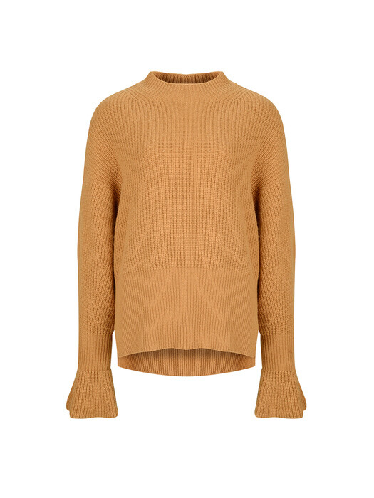 BELL SLEEVE MOC-NECK KNIT PULLOVER_Camel [U1W0K301/80]