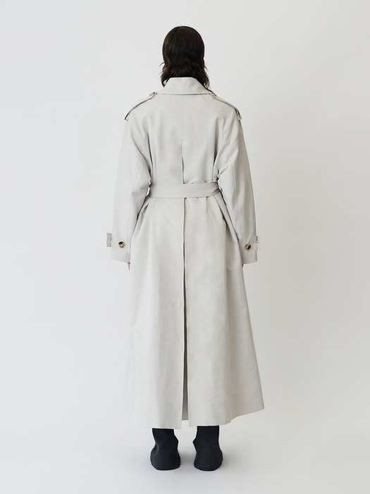 OVERSIZED COLLARED TRENCH COAT - DOVE GREY