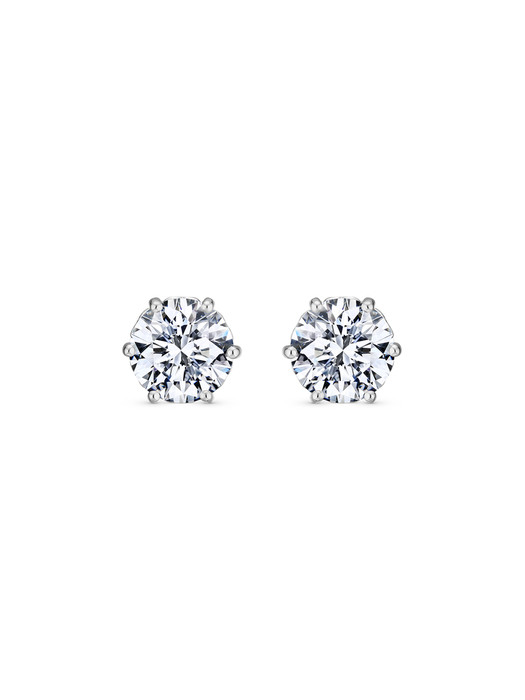 solitaire round heart earring(white gold)