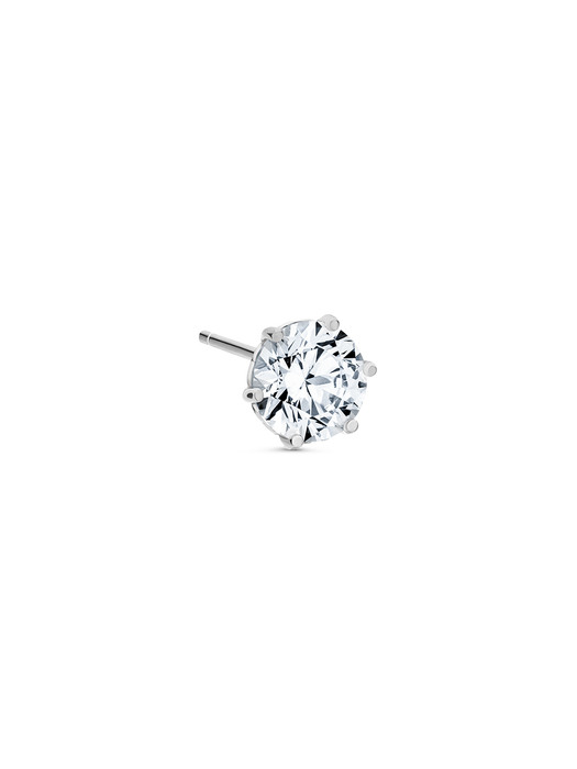 solitaire round heart earring(white gold)