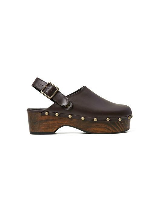 60mm Valentina Leather Clog Mule (Brown)