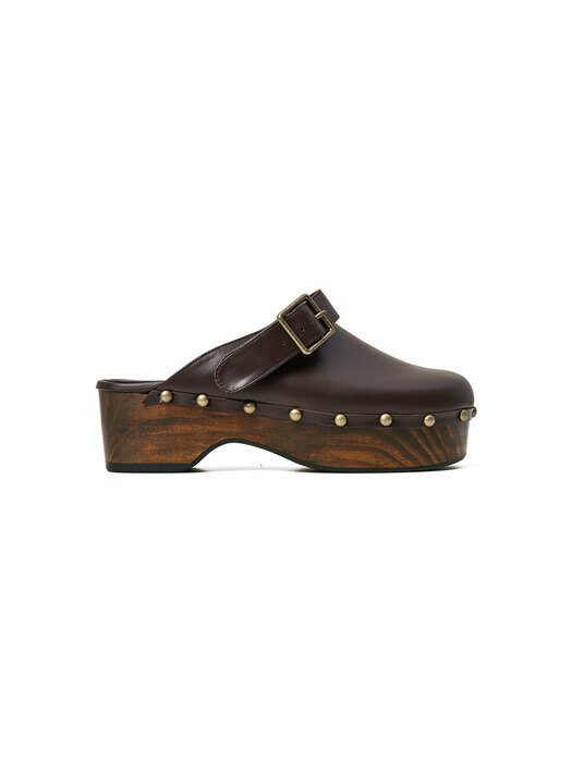 60mm Valentina Leather Clog Mule (Brown)