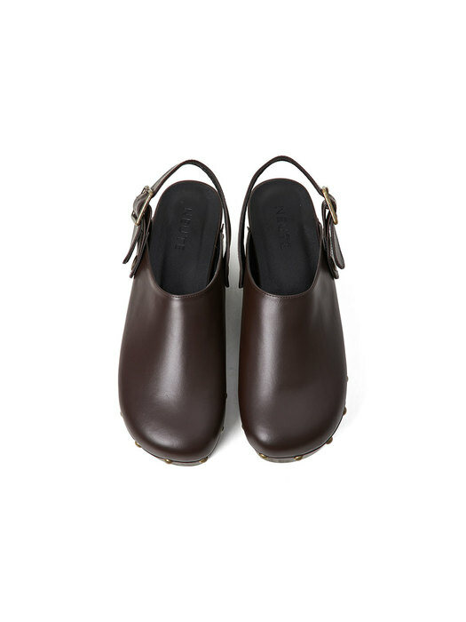 60mm Valentina Leather Clog Mule (Brown)