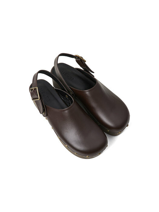 60mm Valentina Leather Clog Mule (Brown)