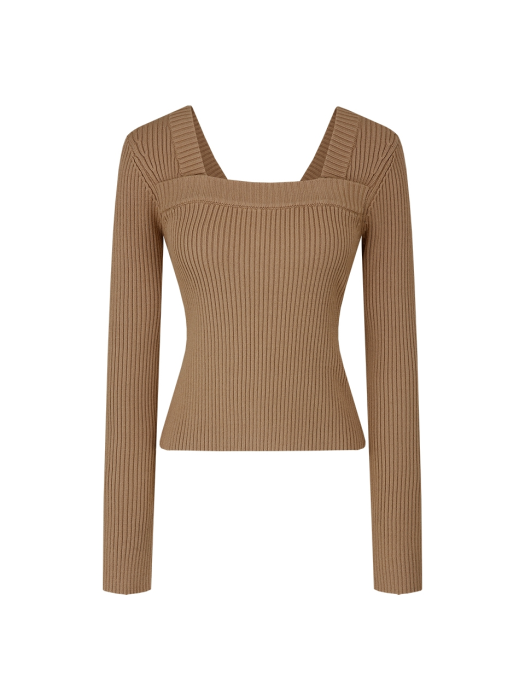 DEBBYS TWO WAY NECK POINT KNIT TOP_BEIGE