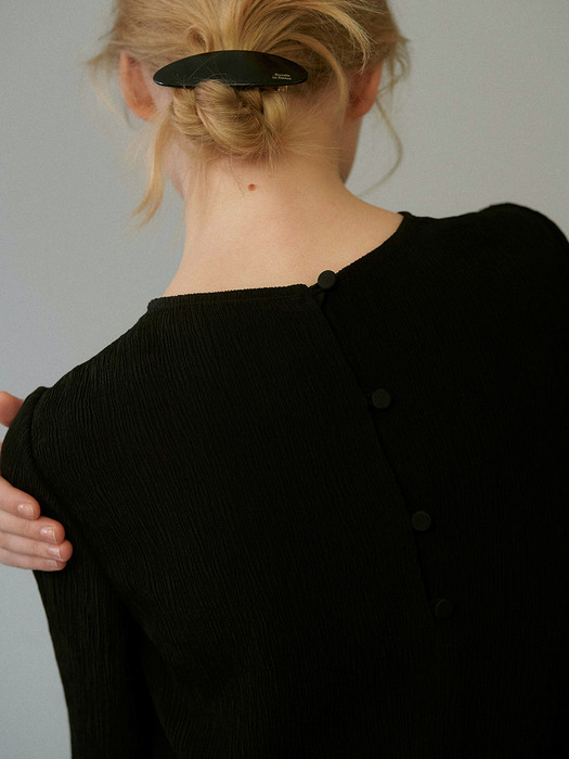 pleats long dress (black)