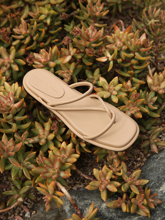 Maya Slides Leather Beige