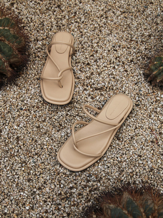 Maya Slides Leather Beige