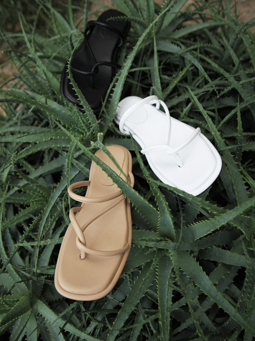 Maya Slides Leather Beige