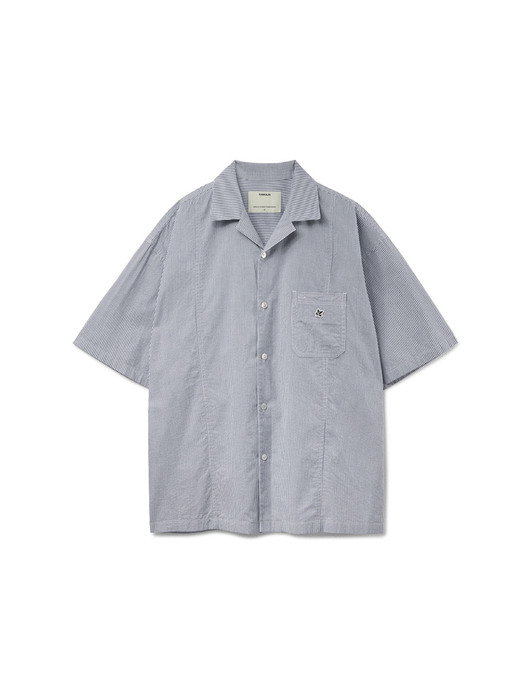 Open Collar Half Shirts (Cotton) Deep blue