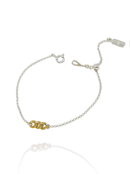Two-tone Point Chain Silver Bracelet Ib222