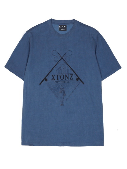 XTT034 피쉬 피그먼트 반팔 티셔츠 (BLUE)