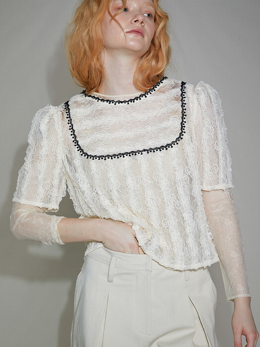 Arles Layer Lace Blouse_Cream