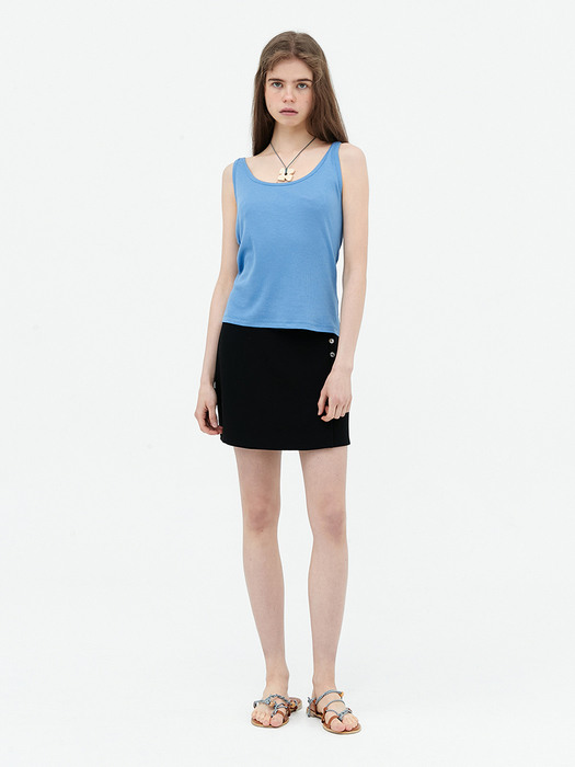 Layered sleeveless basic set. Sky blue