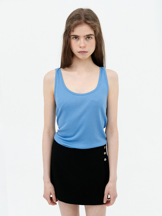 Layered sleeveless basic set. Sky blue