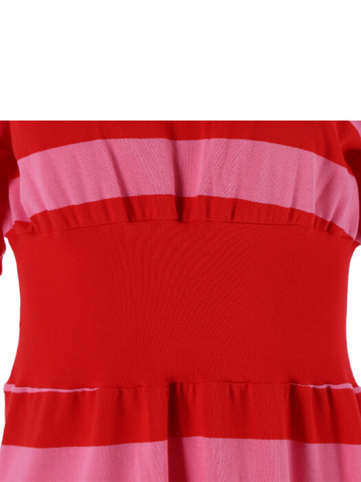 Stripe one piece [Red& Baby pink]