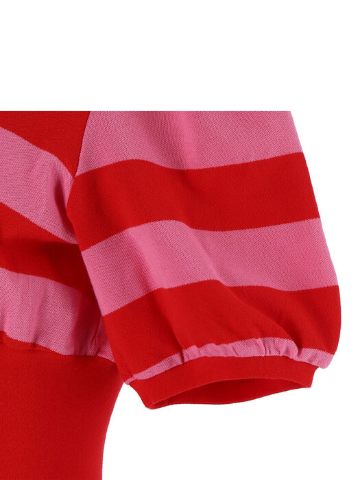 Stripe one piece [Red& Baby pink]