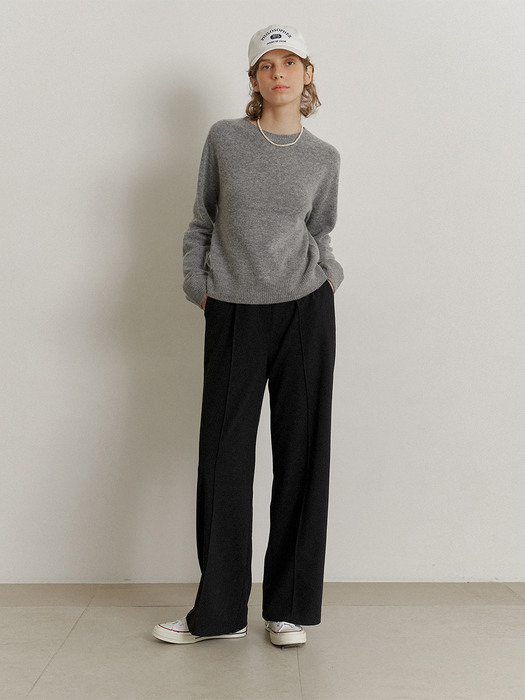 A PINTUCK WIDE BANDING PANTS_BLACK