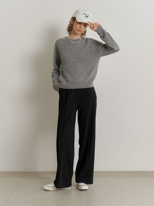 A PINTUCK WIDE BANDING PANTS_BLACK