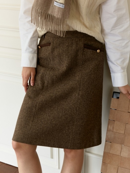 A-line wool midi skirt (brown)