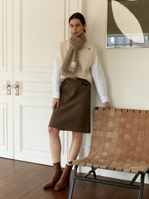 A-line wool midi skirt (brown)