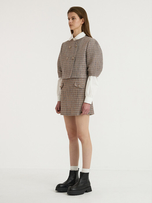 Wool Tweed Mini Skirt_Pink